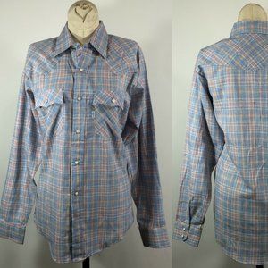 Vtg 70's Levi's Plaid Western Shirt Size 18